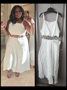 Fashion to Figure White High-Low Dress with Ring Cutouts